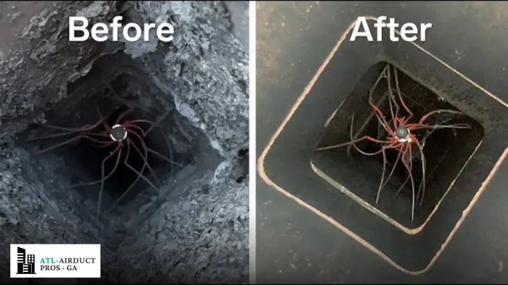 Chimney cleaning before and after