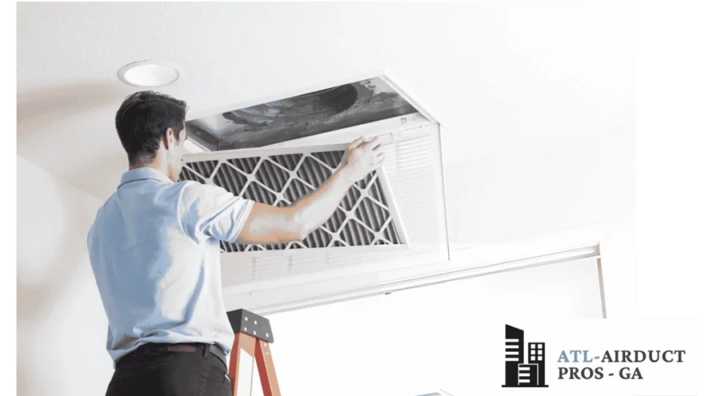 Technician cleaning an air duct with professional tools to improve airflow and air quality.