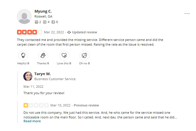 Amanda Robinson review for Airduct cleaning atl at yelp