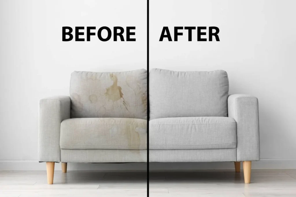 Before and After Upholstery cleaning in Atlanta GA
